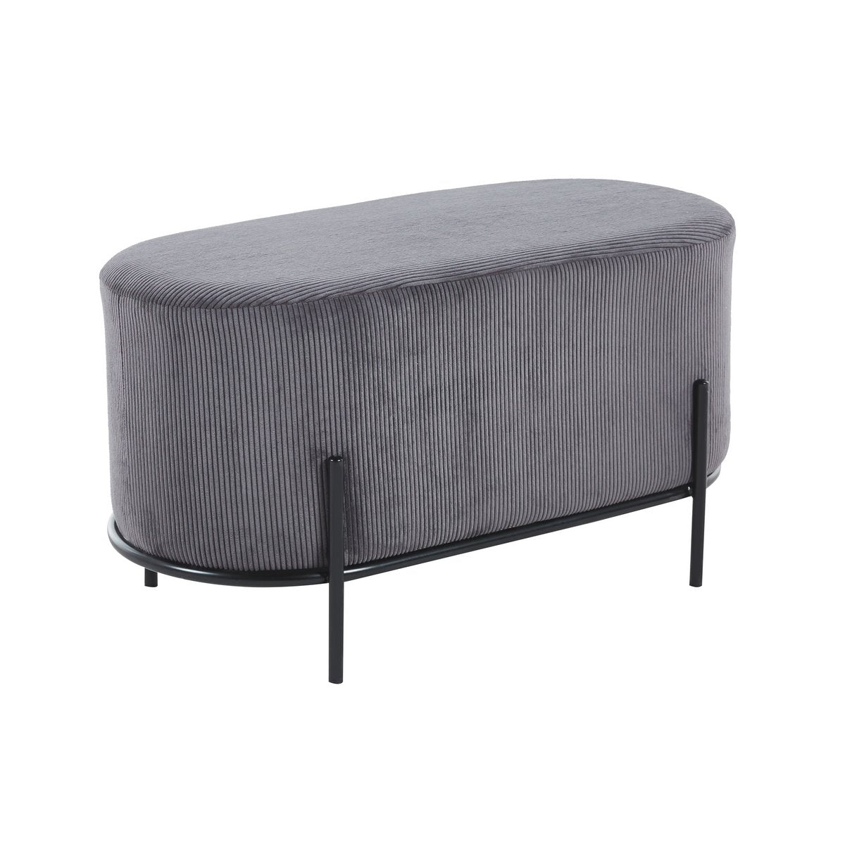 Gestoffeerde Poef – Corduroy-Look met Hoog Frame – Grijs - SalesFever - Casanovio