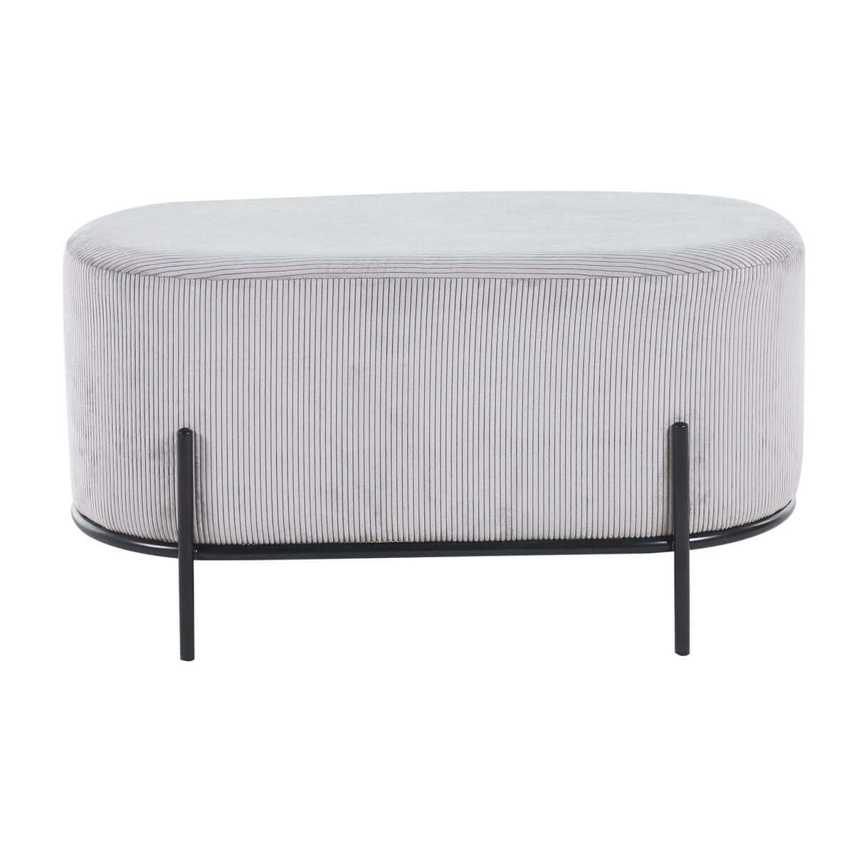 Upholstered stool corduroy look light gray - SalesFever