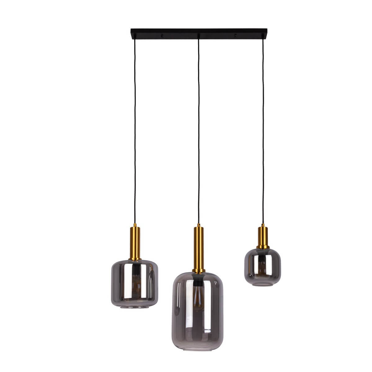 Hanglamp Rookglas Zwart Met Goud - Luxe Retro Moderne