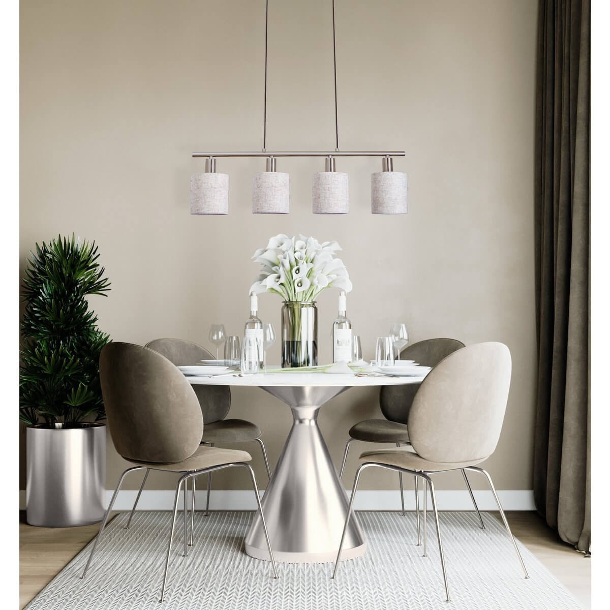 Hanglamp Satin Nikkel En Linnen – Elegant Modern Ontwerp
