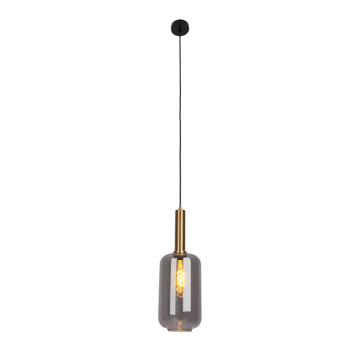 Hanglamp Zwart En Goud – Modern Verfijnd Rookglas Ontwerp