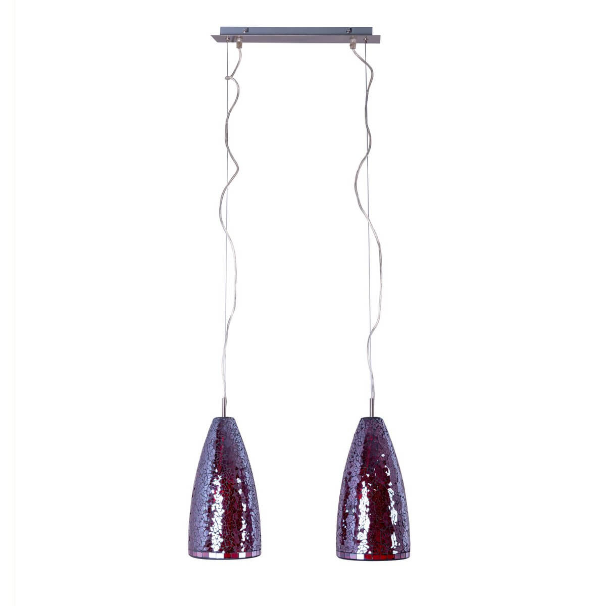 Individu hanglamp met 2 glazen elementen - 41 × 8 × 105 cm
