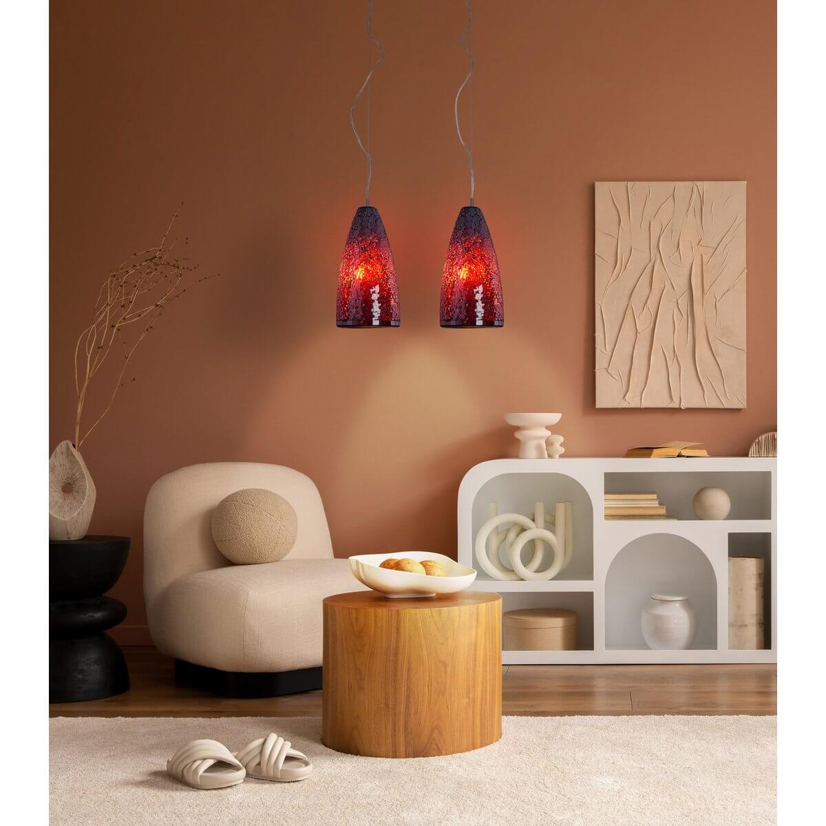 Individu hanglamp met 2 glazen elementen - 41 × 8 × 105 cm