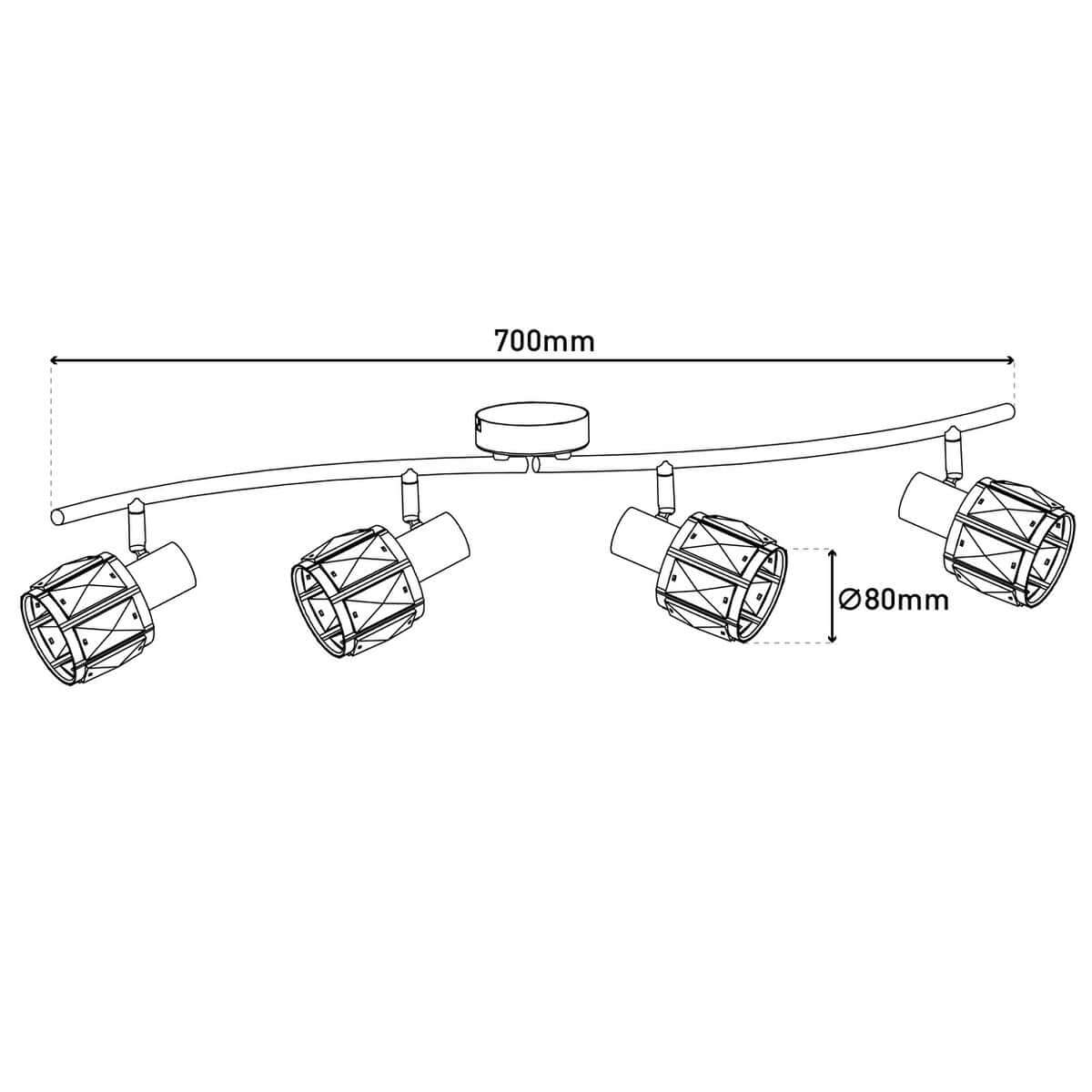 Josefa 4-Spot Plafondlamp – Retro Chic & Moderne Luxe – 70 cm