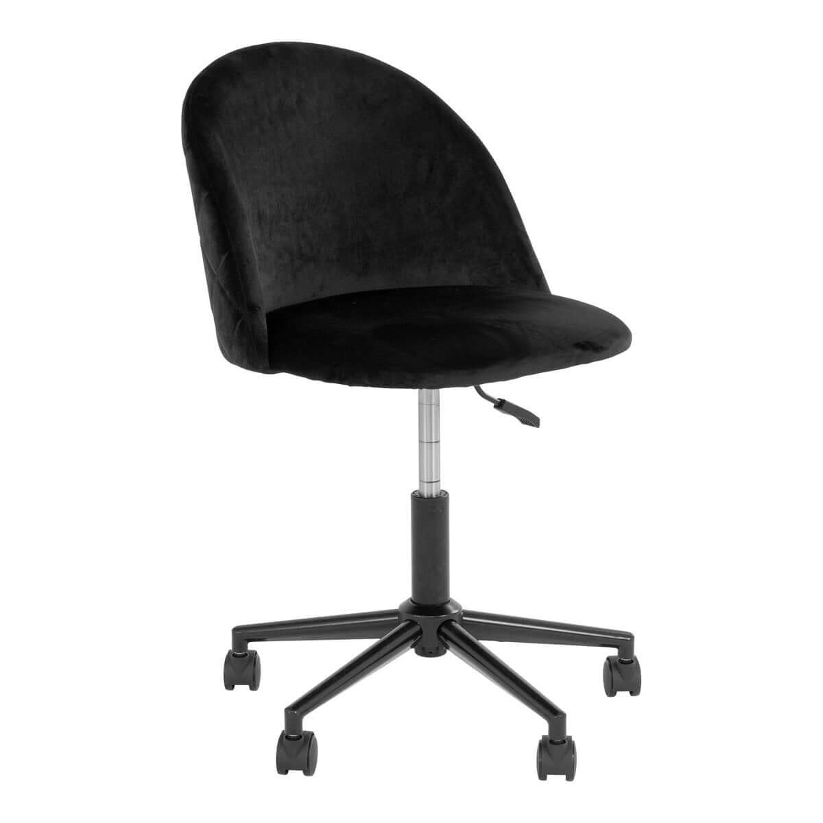 Geneve Office Chair - Black Velvet, Black Legs, 55x55x73 cm - House Nordic ApS