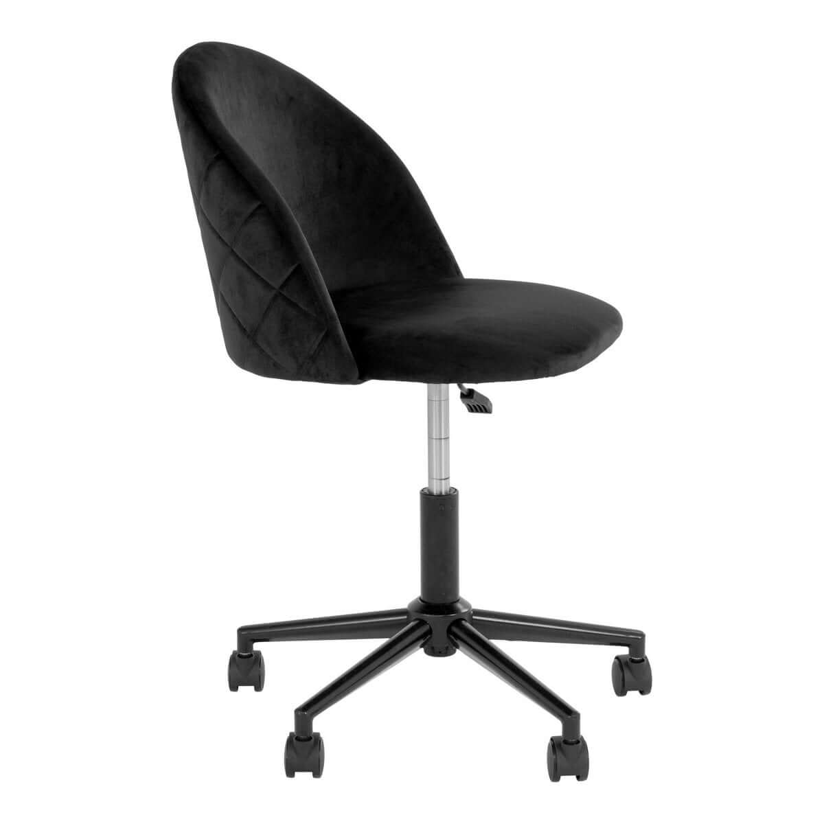 Geneve Office Chair - Black Velvet, Black Legs, 55x55x73 cm - House Nordic ApS