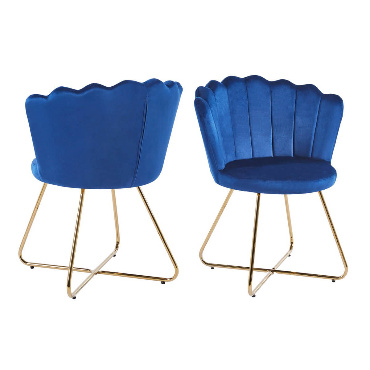 Muschelstuhl aus Samt 2er Set Dunkelblau - SalesFever