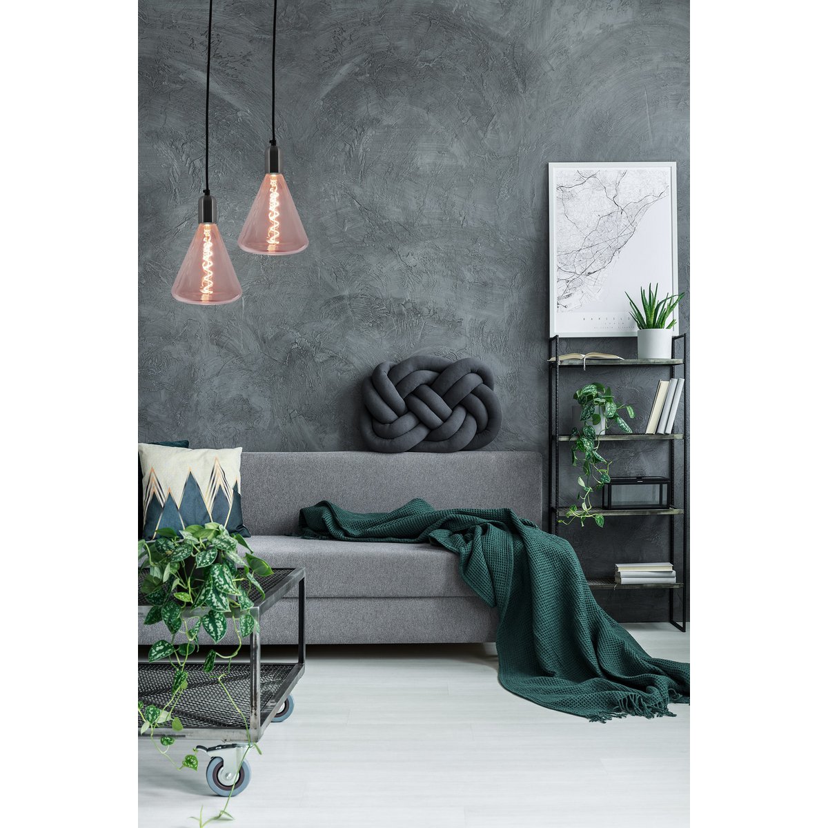 LED -lamp "Dilly" E27 versie 4 watt metaal en glas in rood