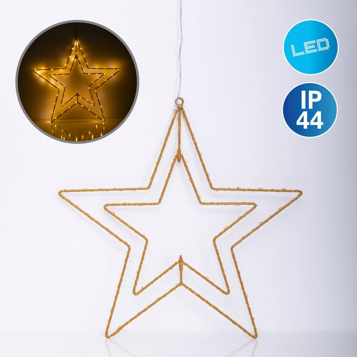 Led kerstster outdoor goud - met metalen draadframe - 40 × 40 × 40 cm