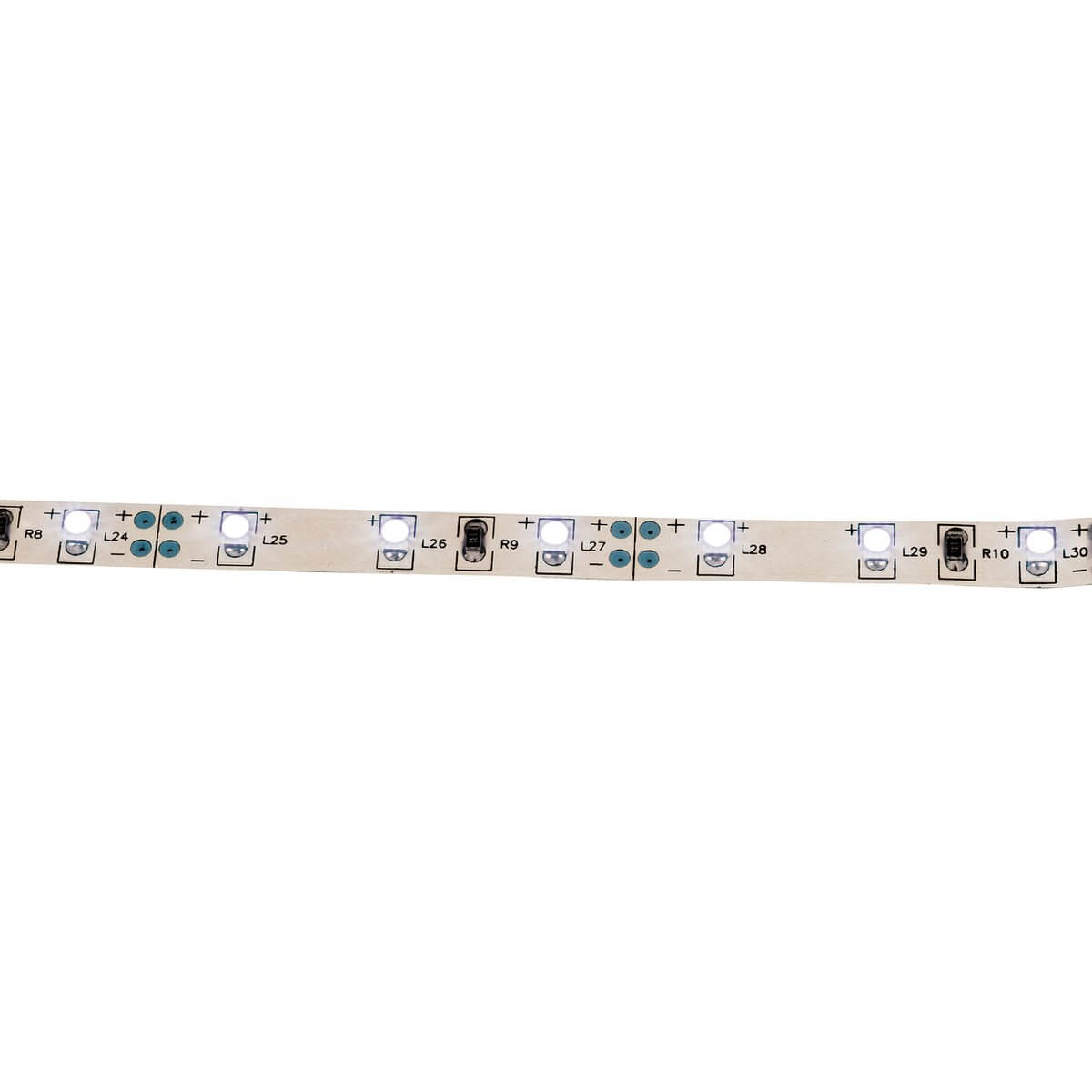 Led "streep" ongeveer 5 m lang, met 2 x 10 cm hoekconnectoren en plug -in voeding; 300 LED's, koud wit.