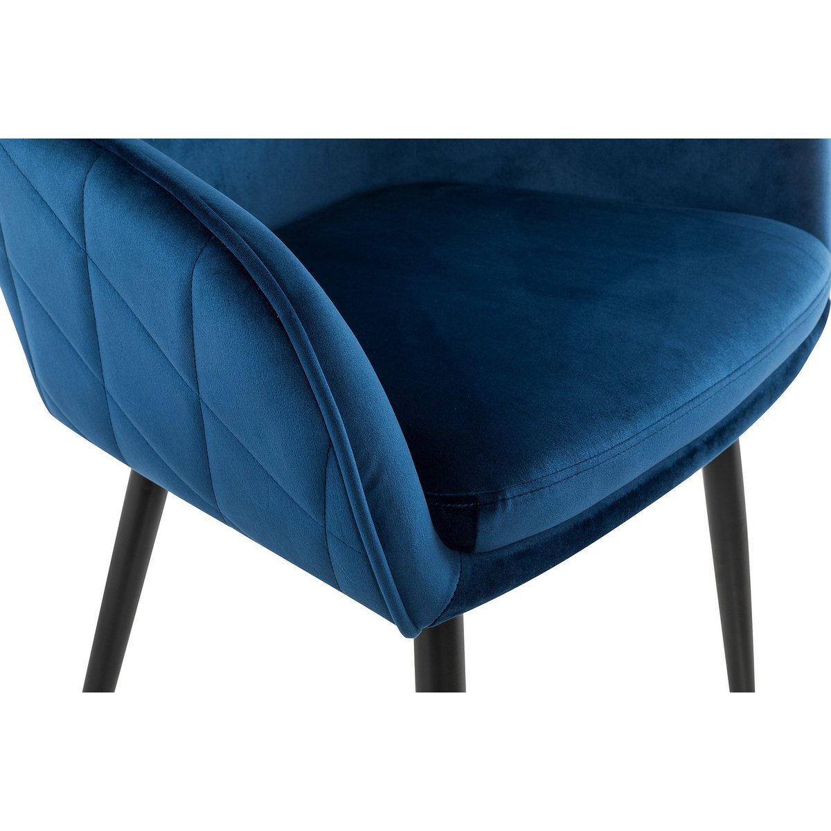 Luxe Fluwelen Eetkamerstoel met Armleuningen – Modern Chic – Blauw/Zwart - SalesFever - Casanovio