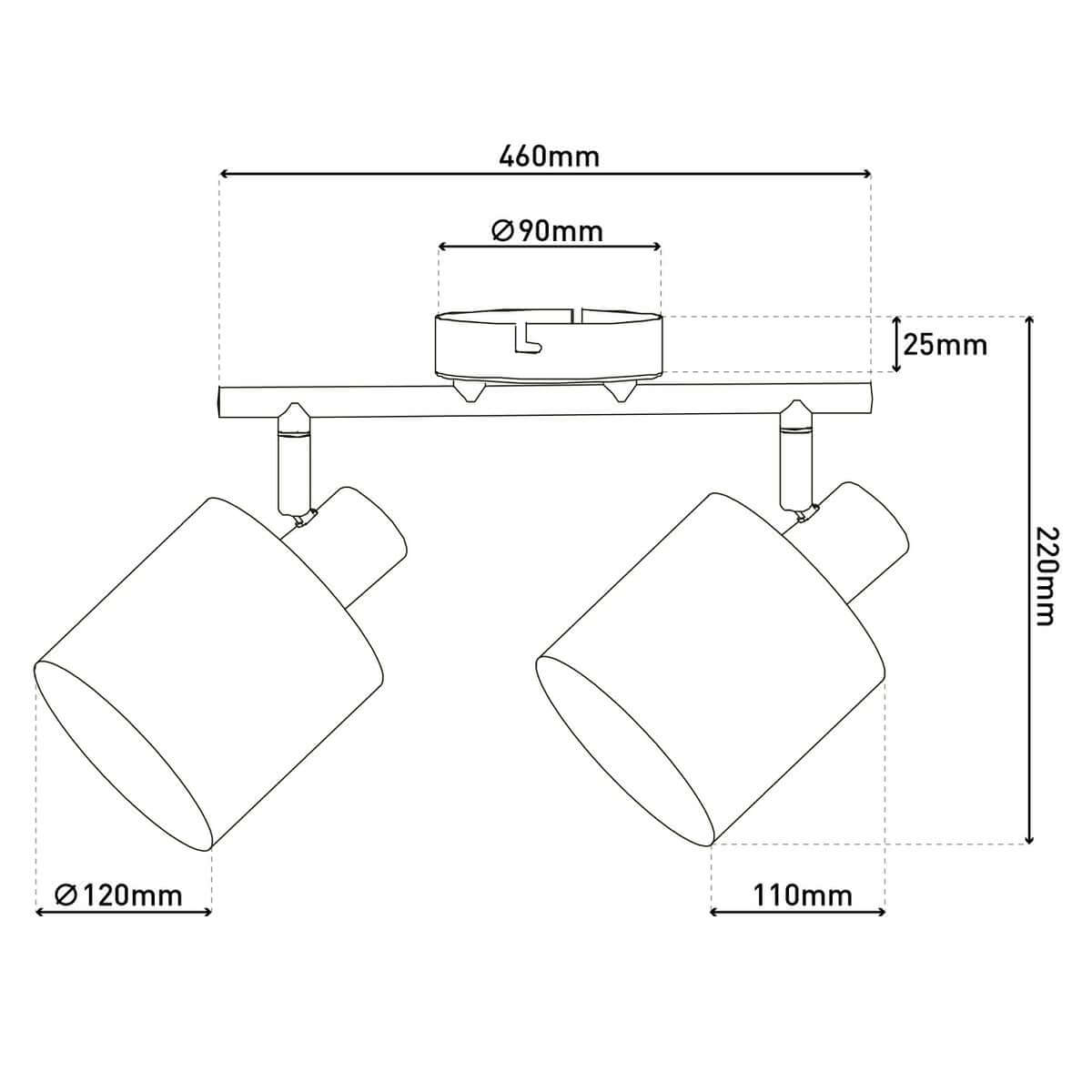 Maron muur en plafondlamp satijn nikkel - met 2 lichtpunten - 46 × 12 × 20,7 cm