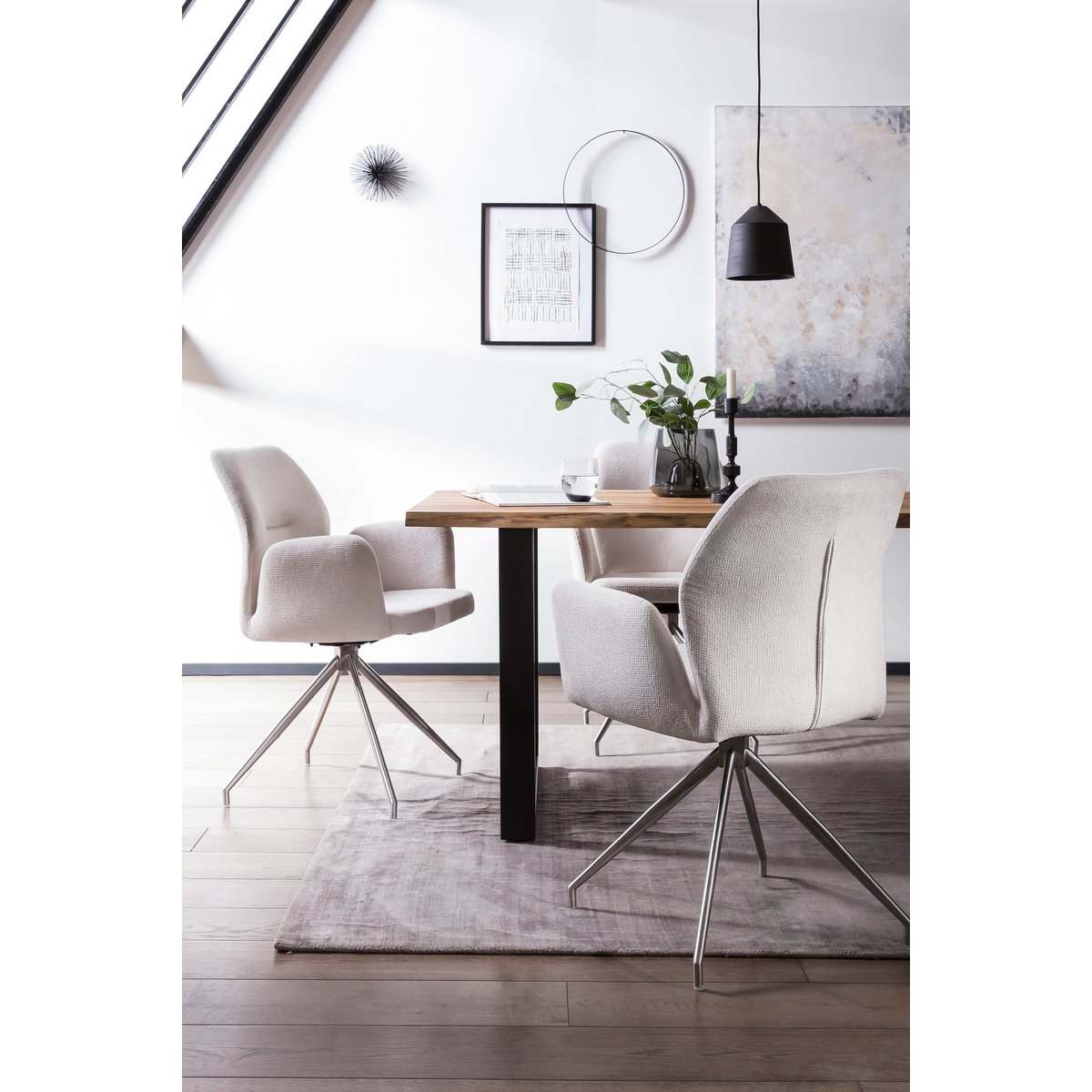 Moderne Draaistoel Grijs met RVS Frame – 180° Draaibaar - SalesFever - Casanovio