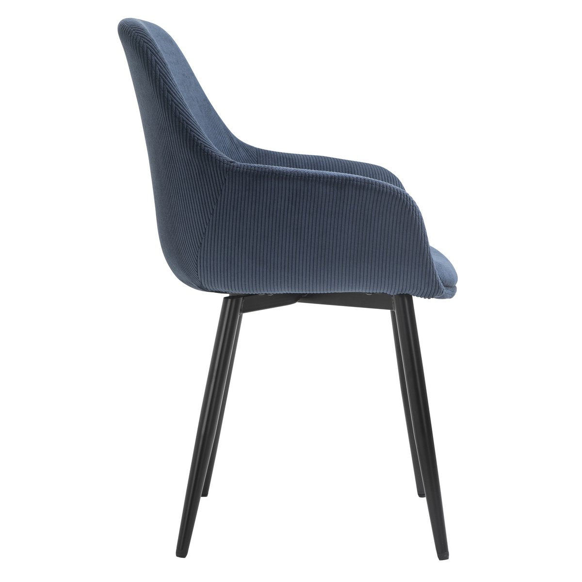 Moderne Eetkamerstoel Donkerblauw – Corduroy-Look & Zwart Frame – Set van 2 - SalesFever - Casanovio