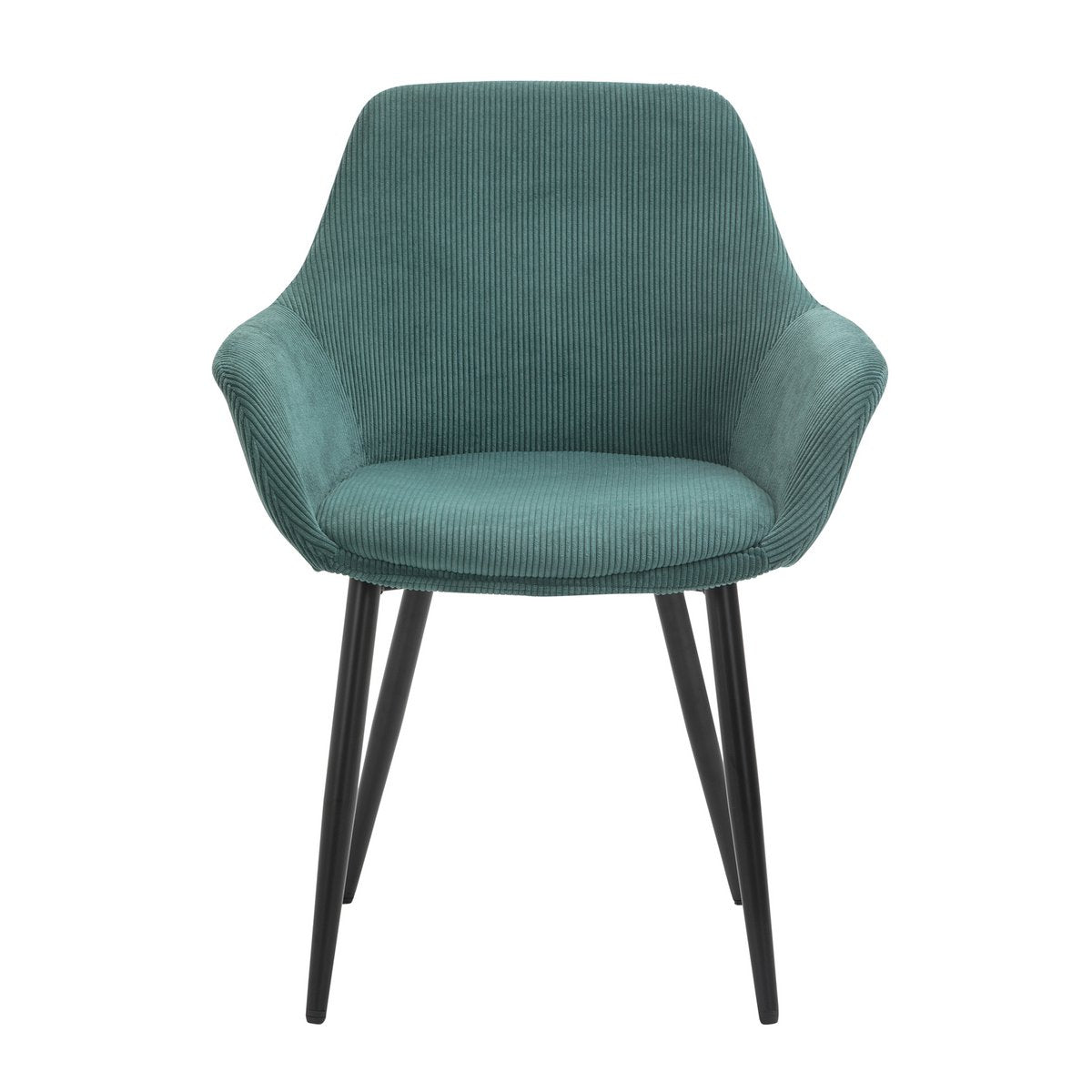 Moderne Eetkamerstoel Groen – Corduroy-Look & Zwart Frame – Set van 2 - SalesFever - Casanovio