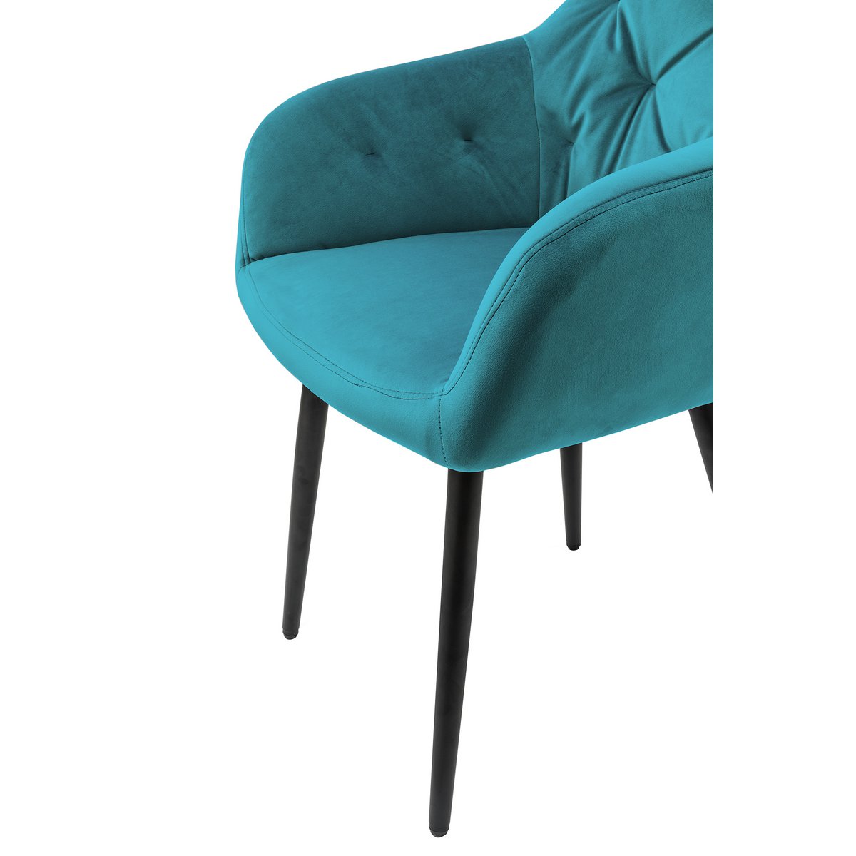 Moderne Eetkamerstoel Turqoise Fluweel - Met Armleuningen en Zwart Metalen Frame - SalesFever - Casanovio