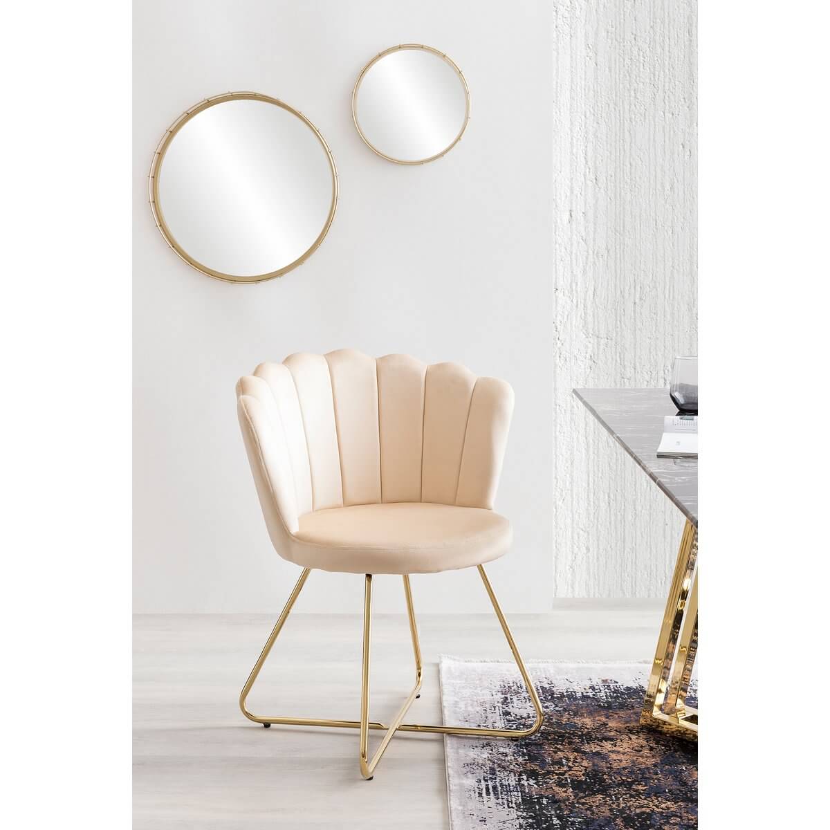 Muschelstuhl aus Samt 2er Set Beige - SalesFever