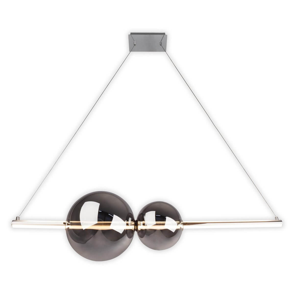 NOVA hanglamp wit chroom - met rookglas - 105,3 × 25 × 150 cm