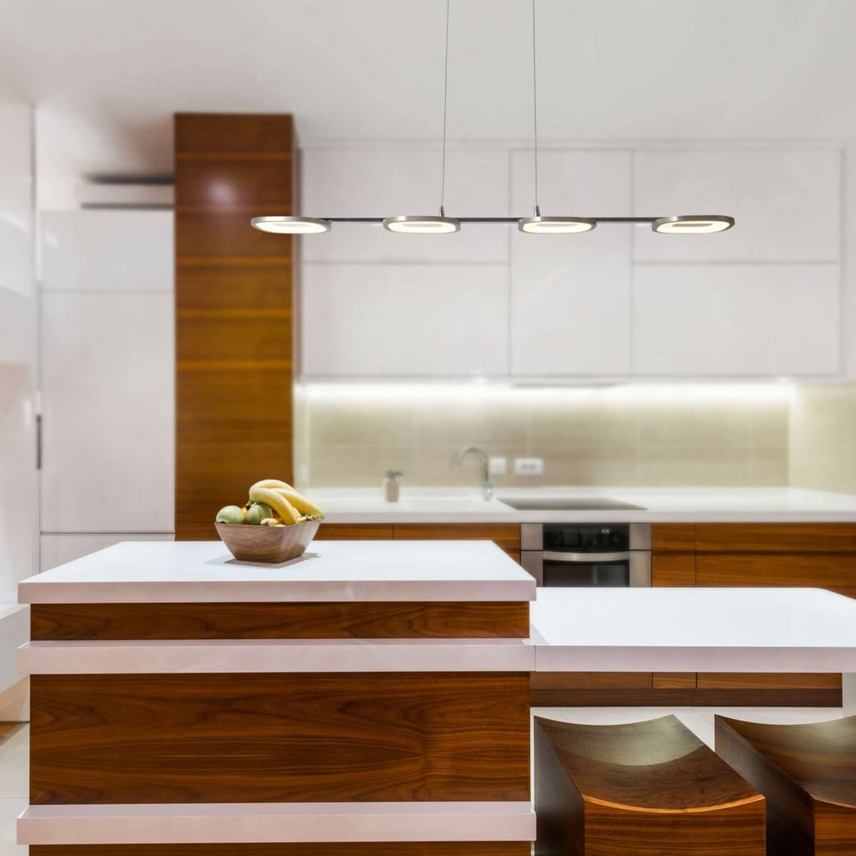 Näve LED hanglamp balk staal blank - met chromen details - 100 × 16 × 150 cm