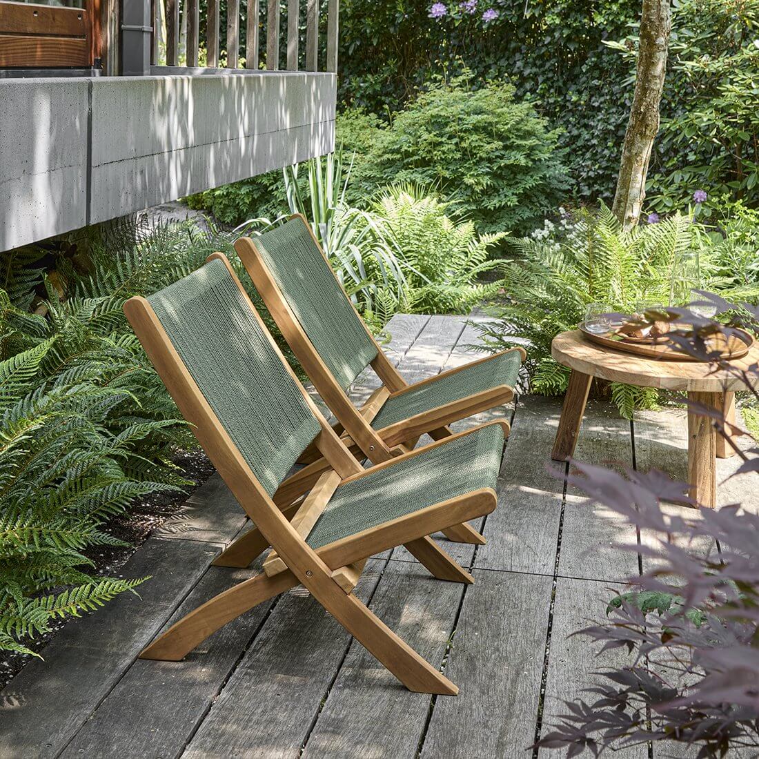 Rope opvouwbare loungestoel groen - Raw Materials