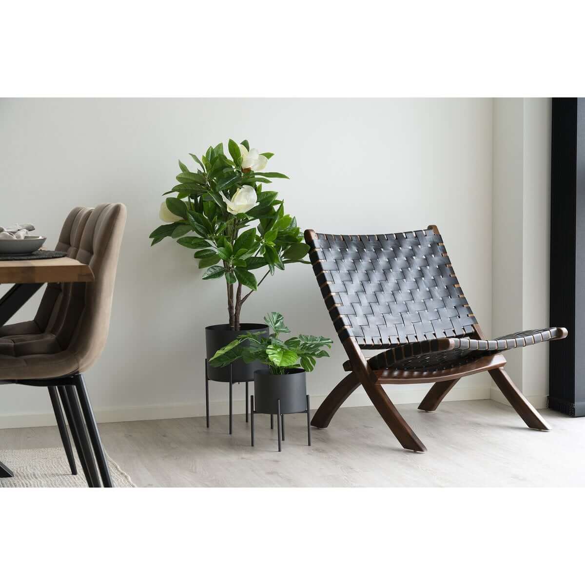 Perugia Folding Chair - Teak Wood, Leather, Black - 66x74x73 cm - House Nordic ApS