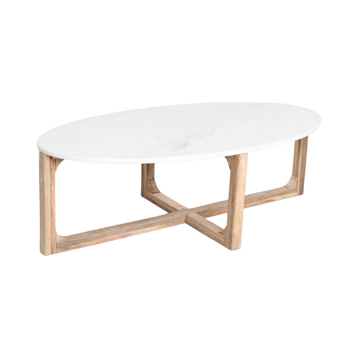 Ovale marmeren salontafel - Wit - 120x60x38 cm - Raw Materials