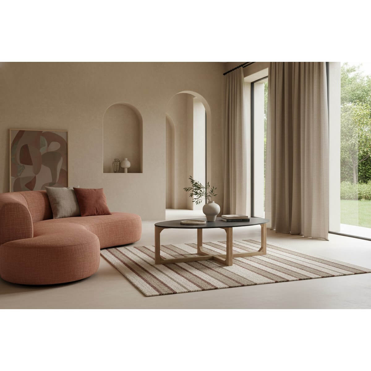 Ovale marmeren salontafel - zwart - 120x60x38 cm - Raw Materials