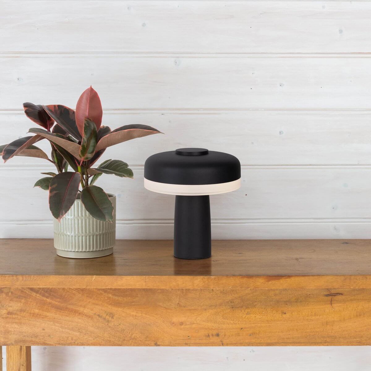 Pilu draadloze tafellamp zwart metaal - dimbaar met touch - Ø 15 × 16,5 cm