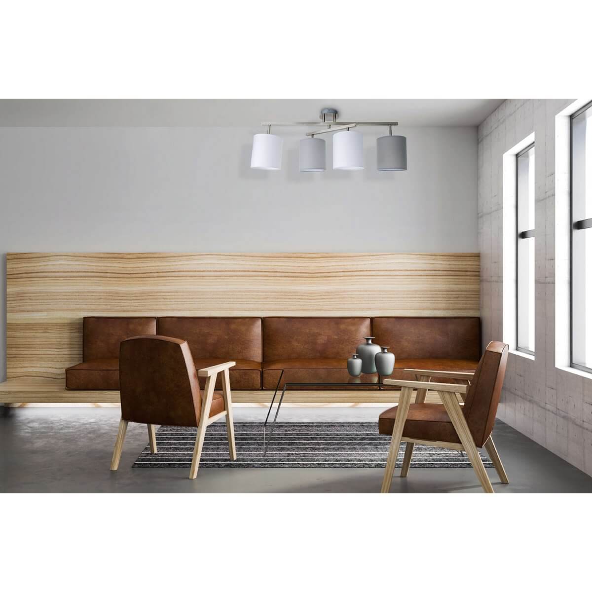 Plafondlamp met verstelbare kappen grijs wit - E27 - 82 × 29 × 33 cm