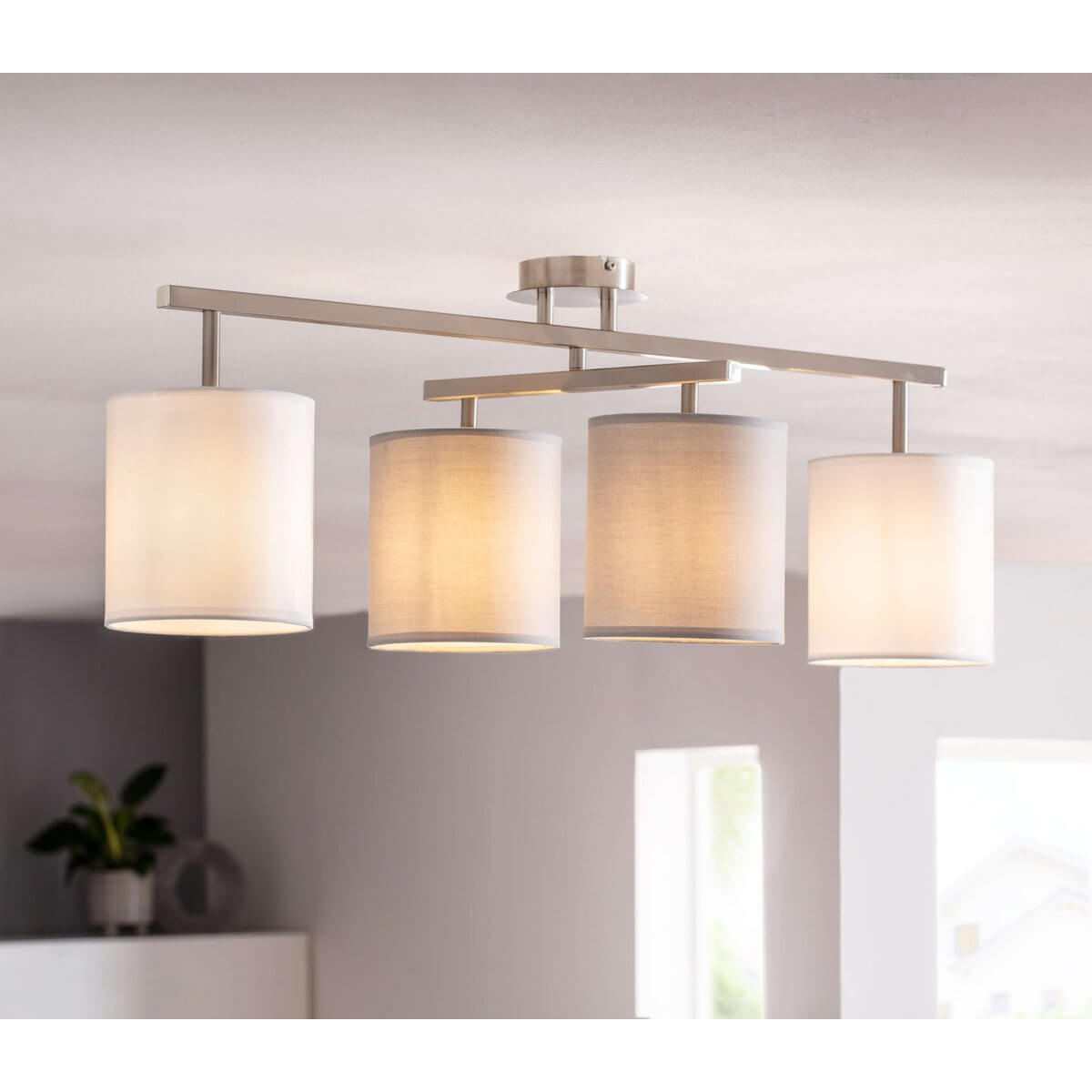 Plafondlamp met verstelbare kappen grijs wit - E27 - 82 × 29 × 33 cm