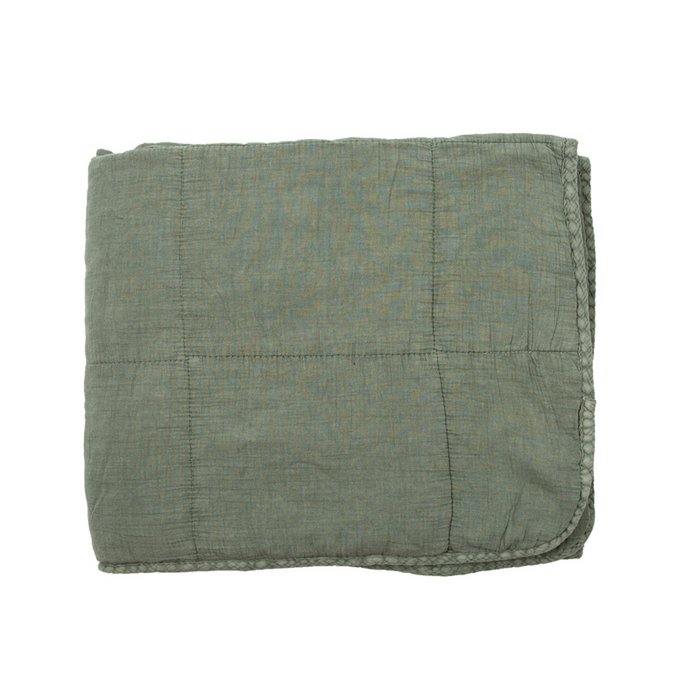 Plaid Charlotte Oudgroen – Gewatteerde Katoenen Sprei 70×240 cm - MrsBLOOM - Casanovio