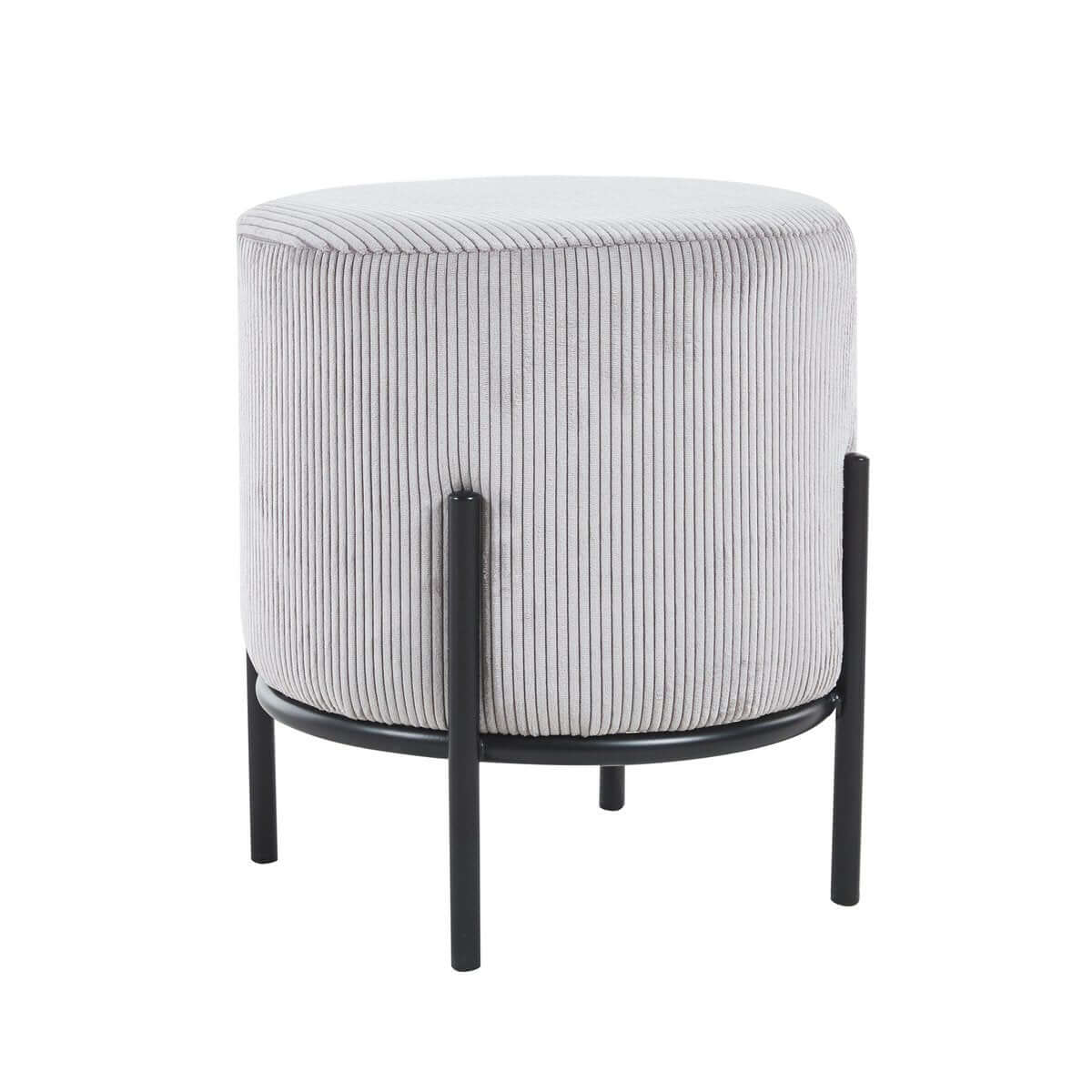 Polsterhocker Ø35 cm Cord Optik Hellgrau - SalesFever