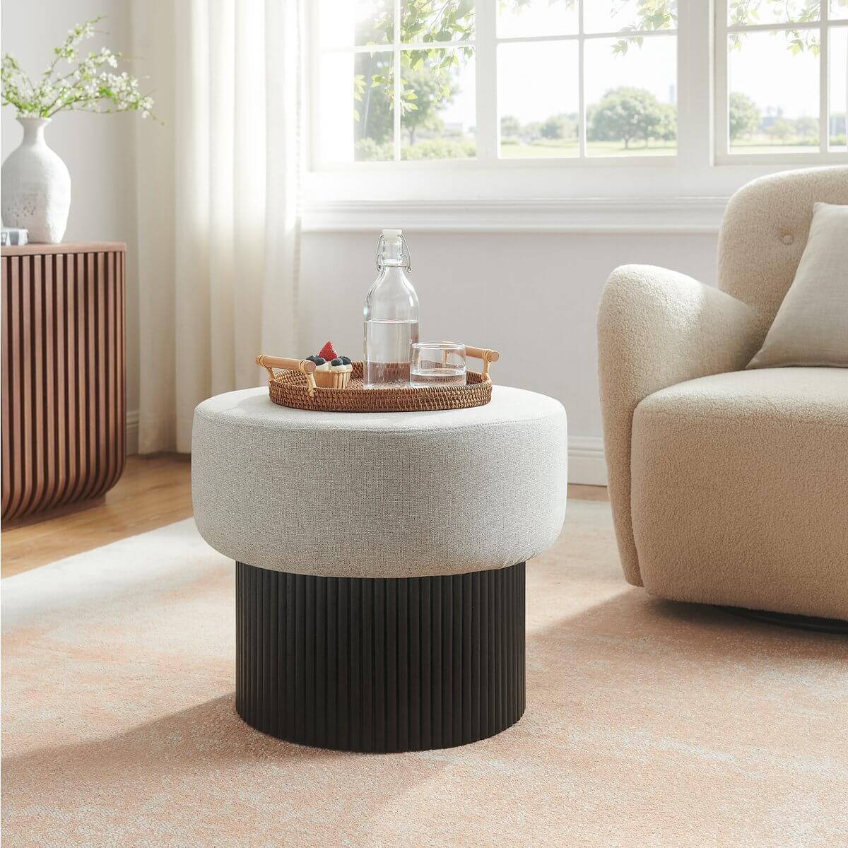 Seat pouf with storage space Ø 50 cm black/gray - SalesFever