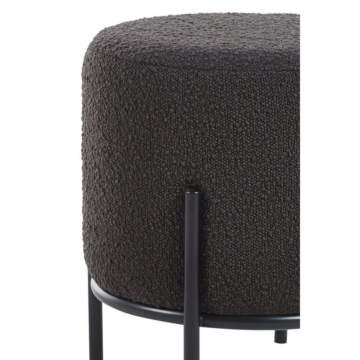 Polsterhocker Ø35 cm Bouclé Stoff Anthrazit - SalesFever