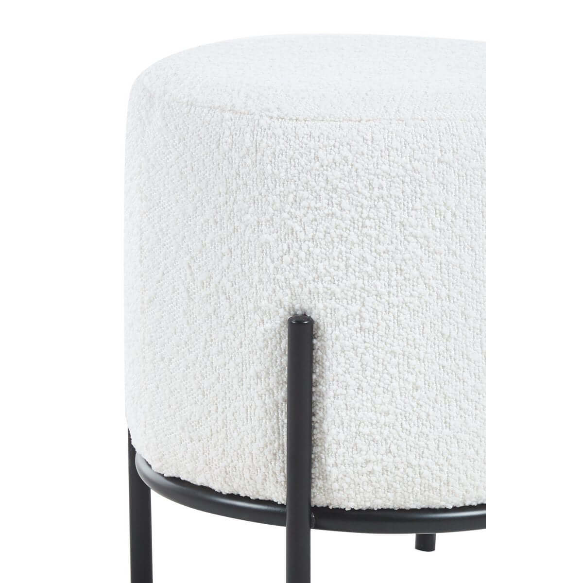 Polsterhocker Ø35 cm Bouclé Stoff Weiß - SalesFever
