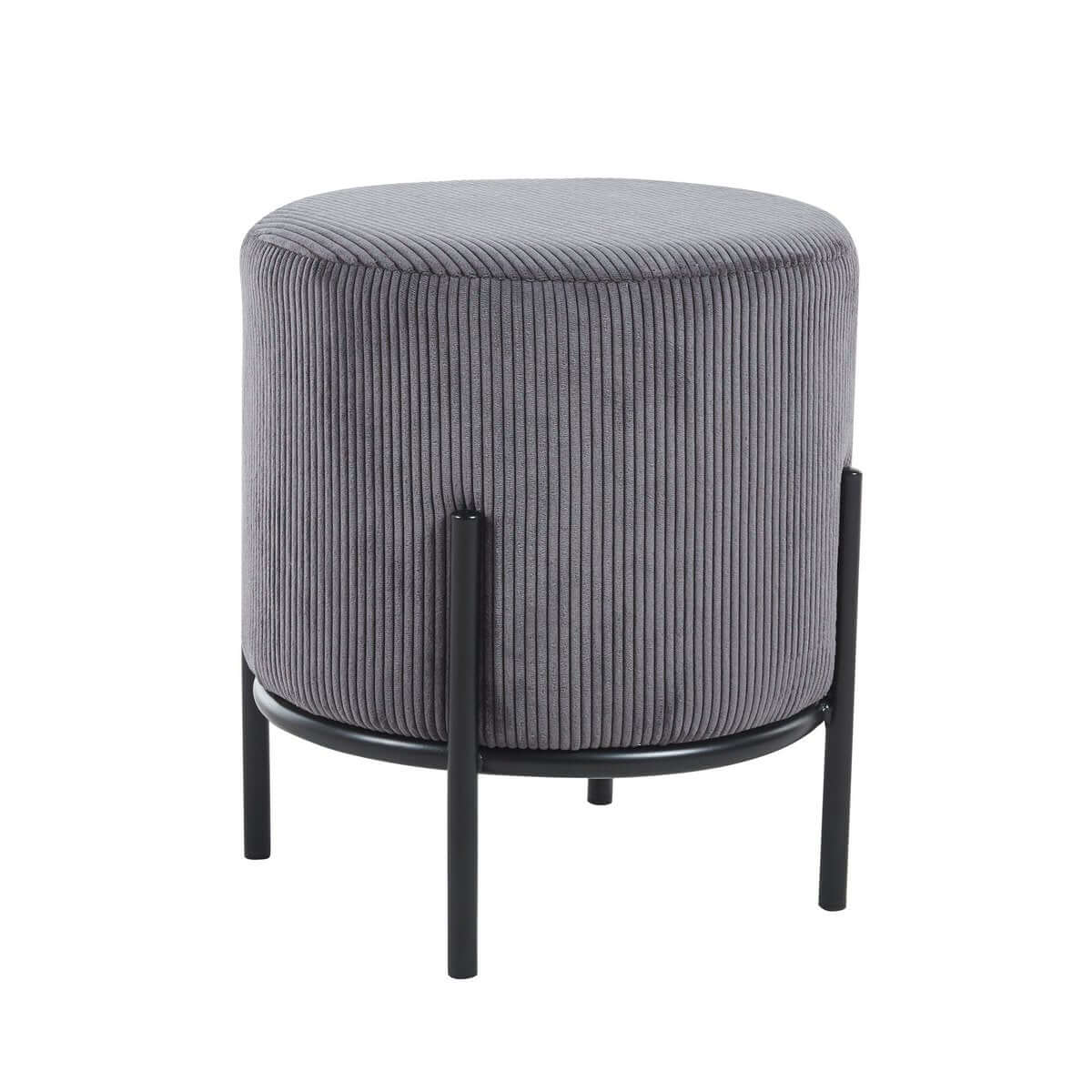 Polsterhocker Ø35 cm Cord Optik Grau - SalesFever