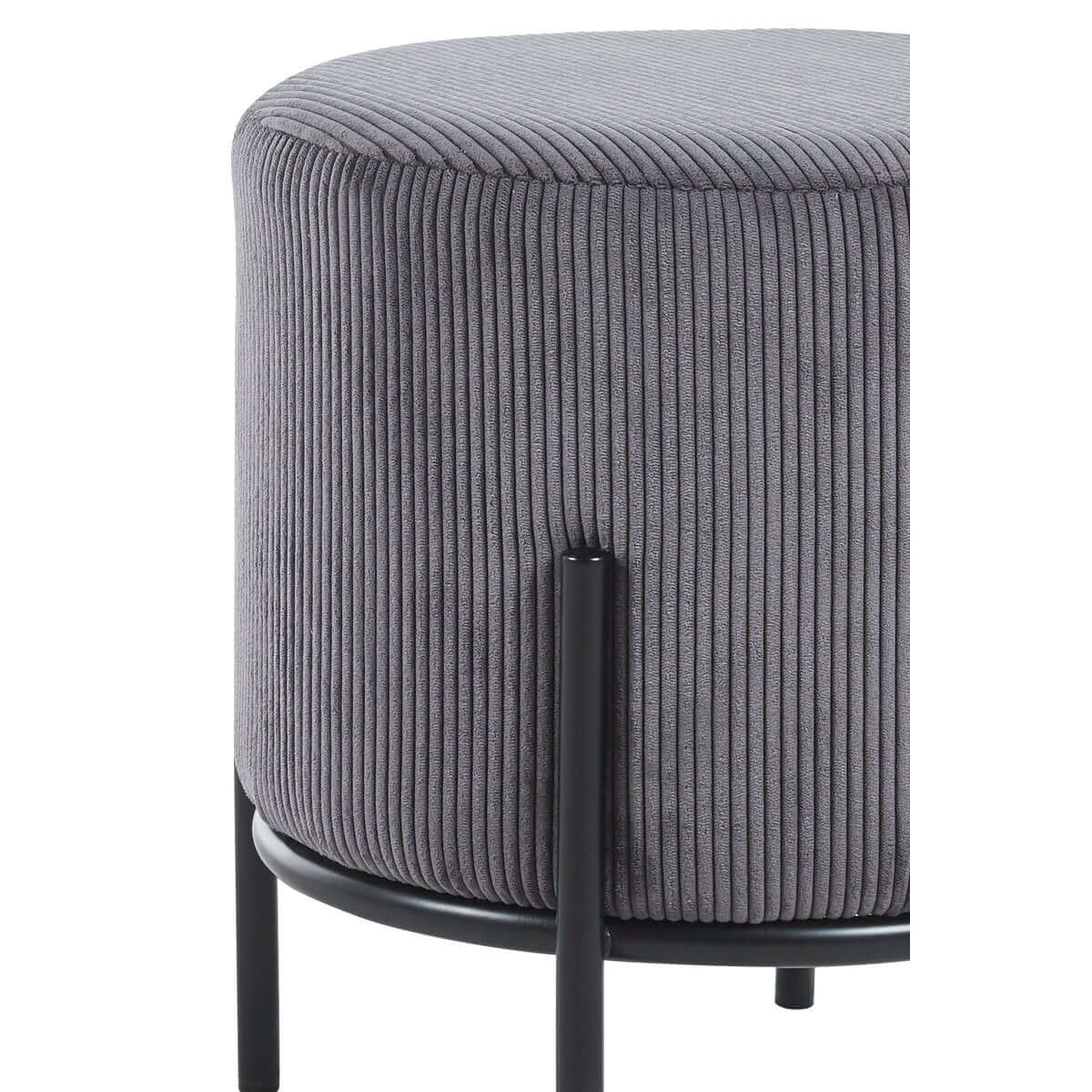 Polsterhocker Ø35 cm Cord Optik Grau - SalesFever