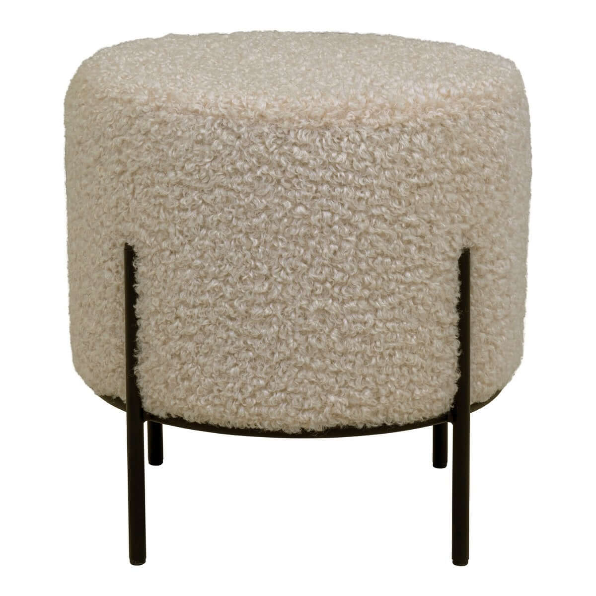 Alford Pouf - Grey-Brown, Artificial Lambskin, 35.5x37cm - House Nordic ApS