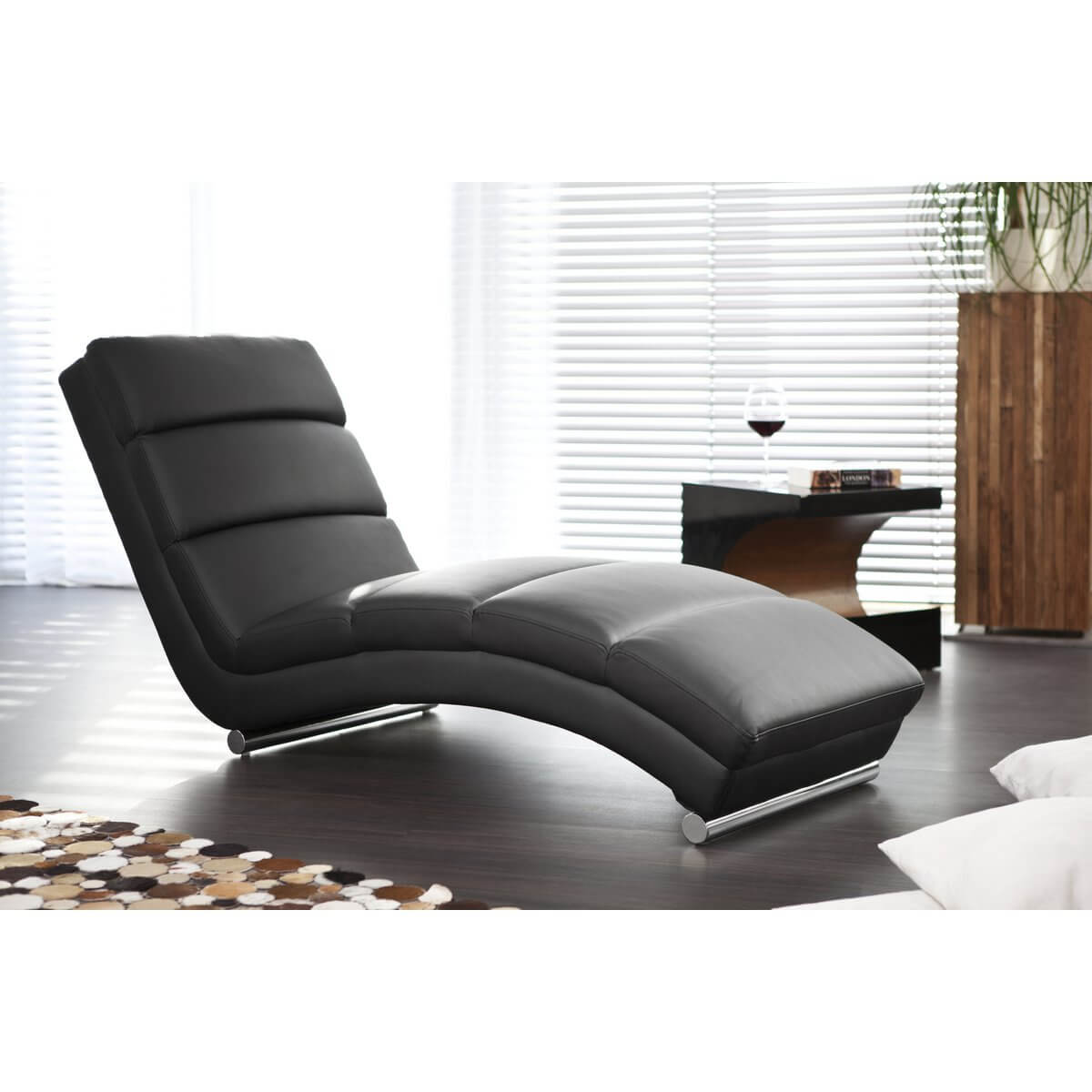 Relaxation lounger black imitation leather look - SalesFever