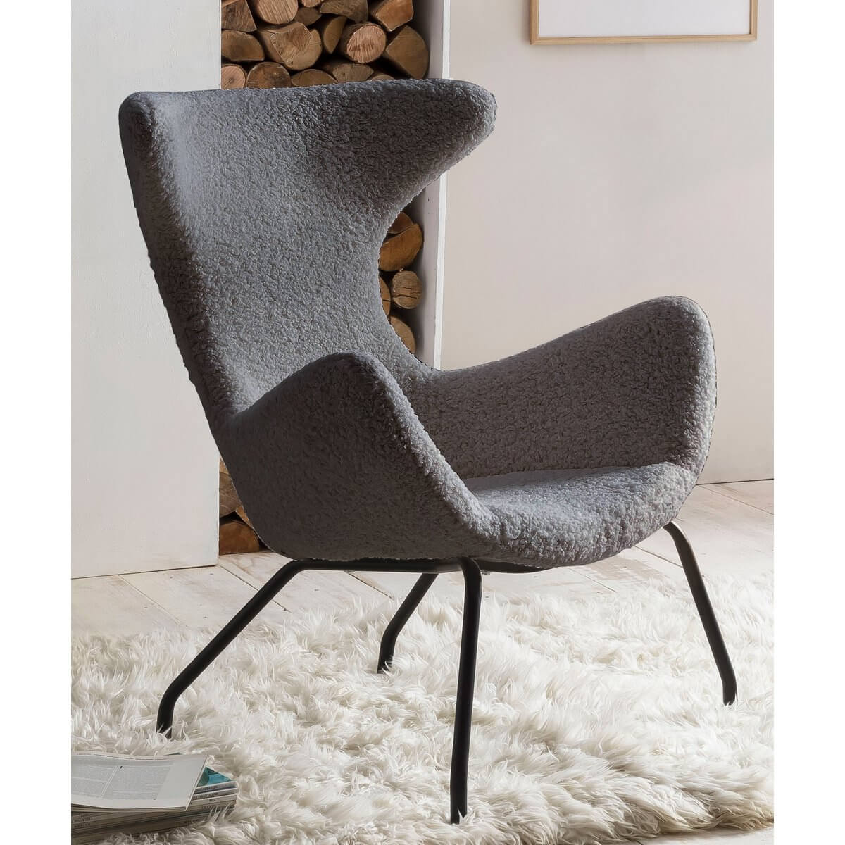 Relax armchair teddy fur grey - SalesFever