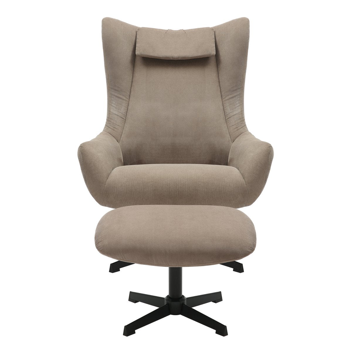 Relaxstoel Bruin met Hocker – Corduroy-Look met Zwart Metalen Frame - SalesFever - Casanovio