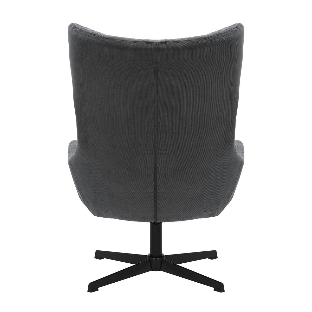 Relaxstoel Donkergrijs inclusief Hocker – Ribstof met Zwart Metalen Frame - SalesFever - Casanovio