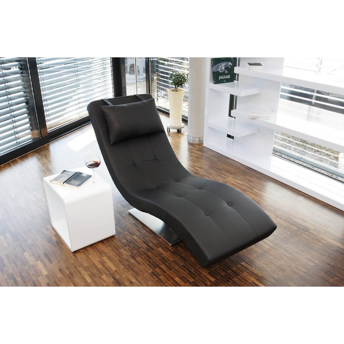 Relaxation lounger black imitation leather look - SalesFever