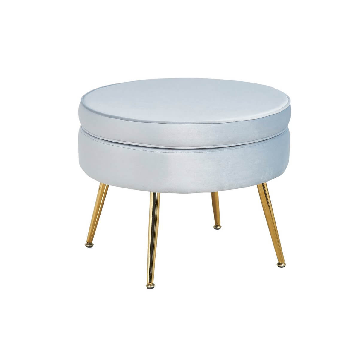 Round pouf in light gray velvet - SalesFever