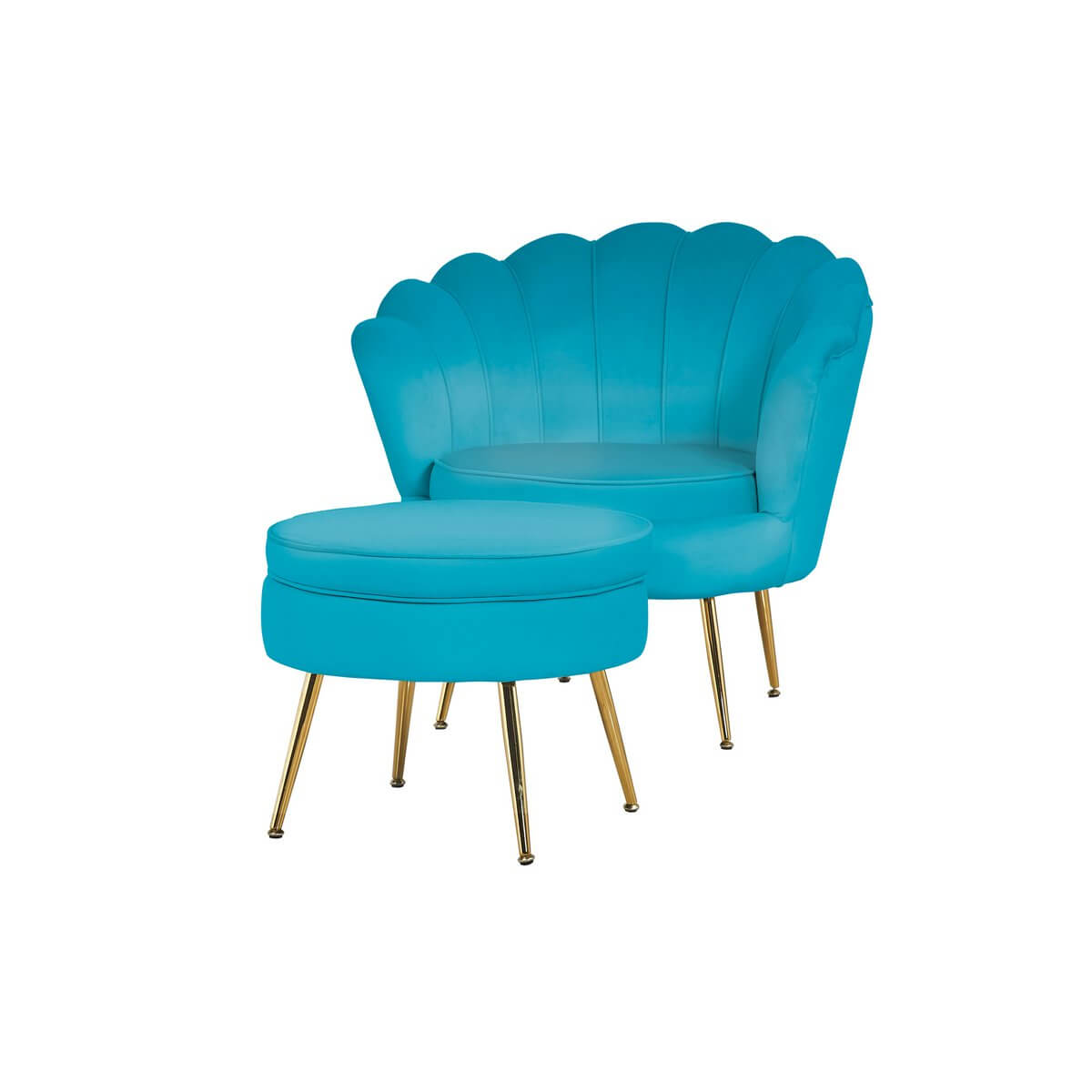 Round velvet pouf blue - SalesFever