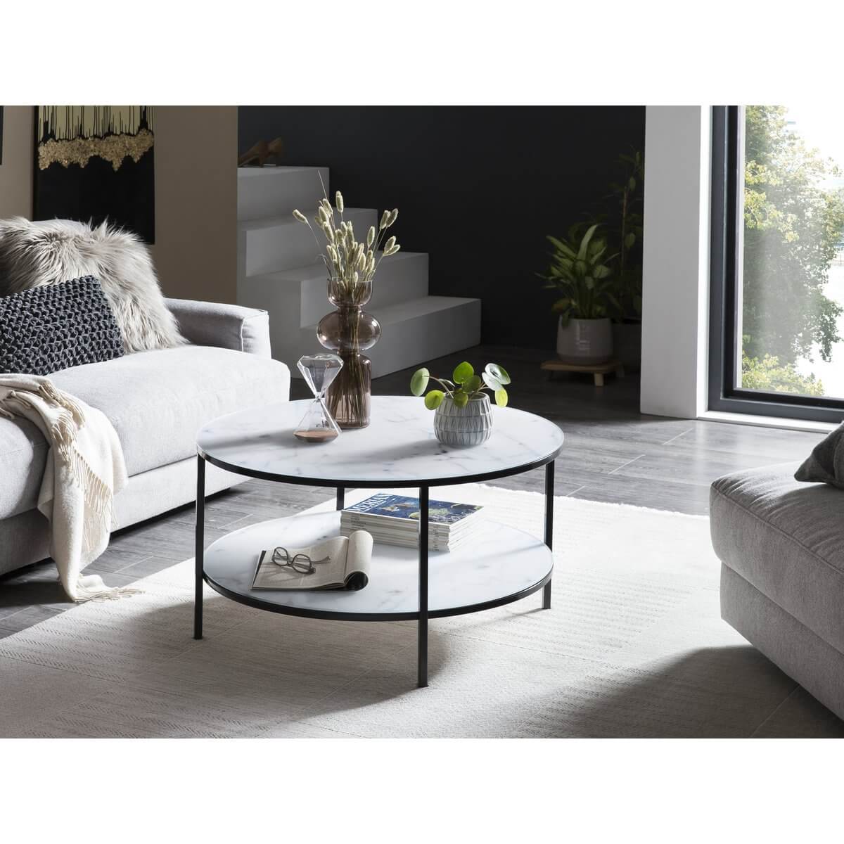 Salontafel met 2 planken Ø 80 cm - SalesFever