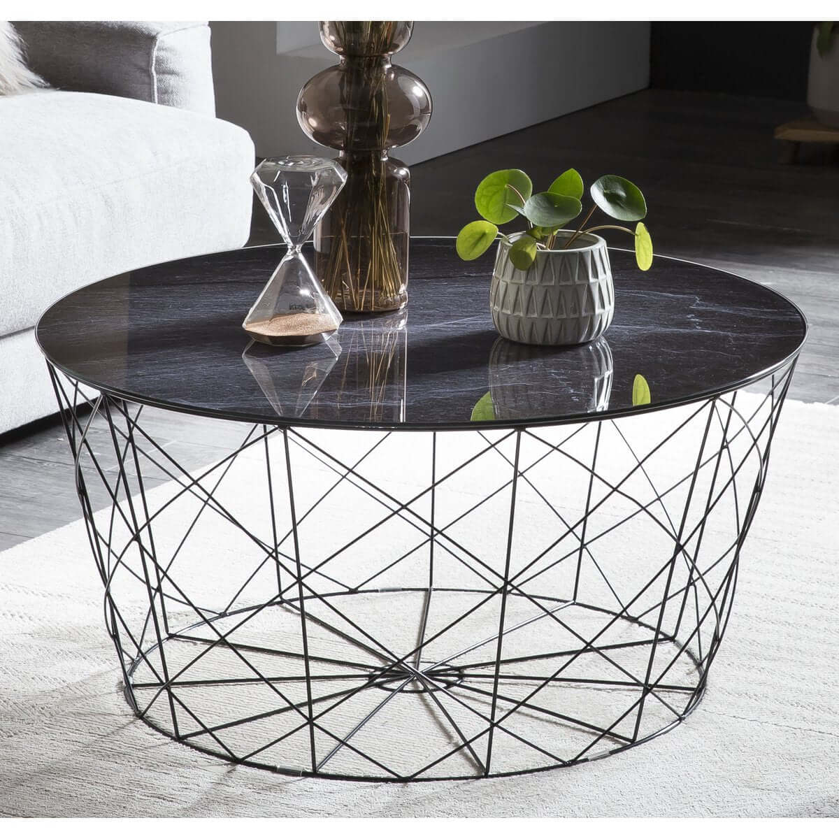 Salontafel met metalen mand Ø 80 cm - SalesFever