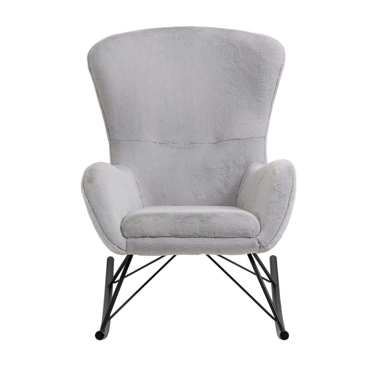 Schaukelstuhl in Lammfelloptik Hellgrau - SalesFever