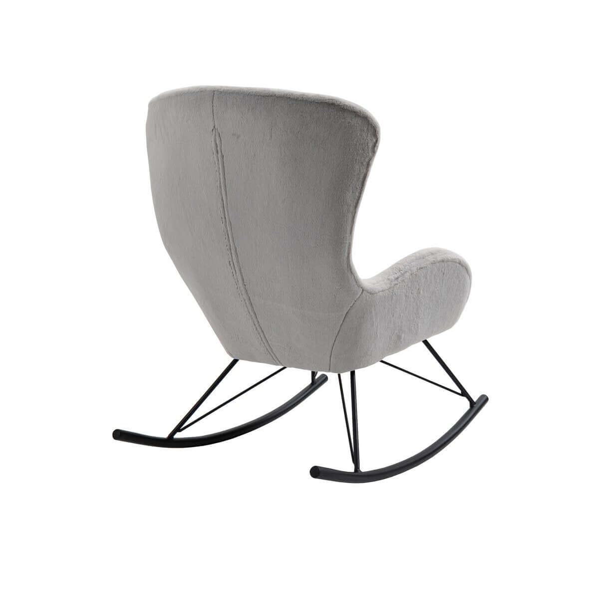 Schaukelstuhl in Lammfelloptik Hellgrau - SalesFever