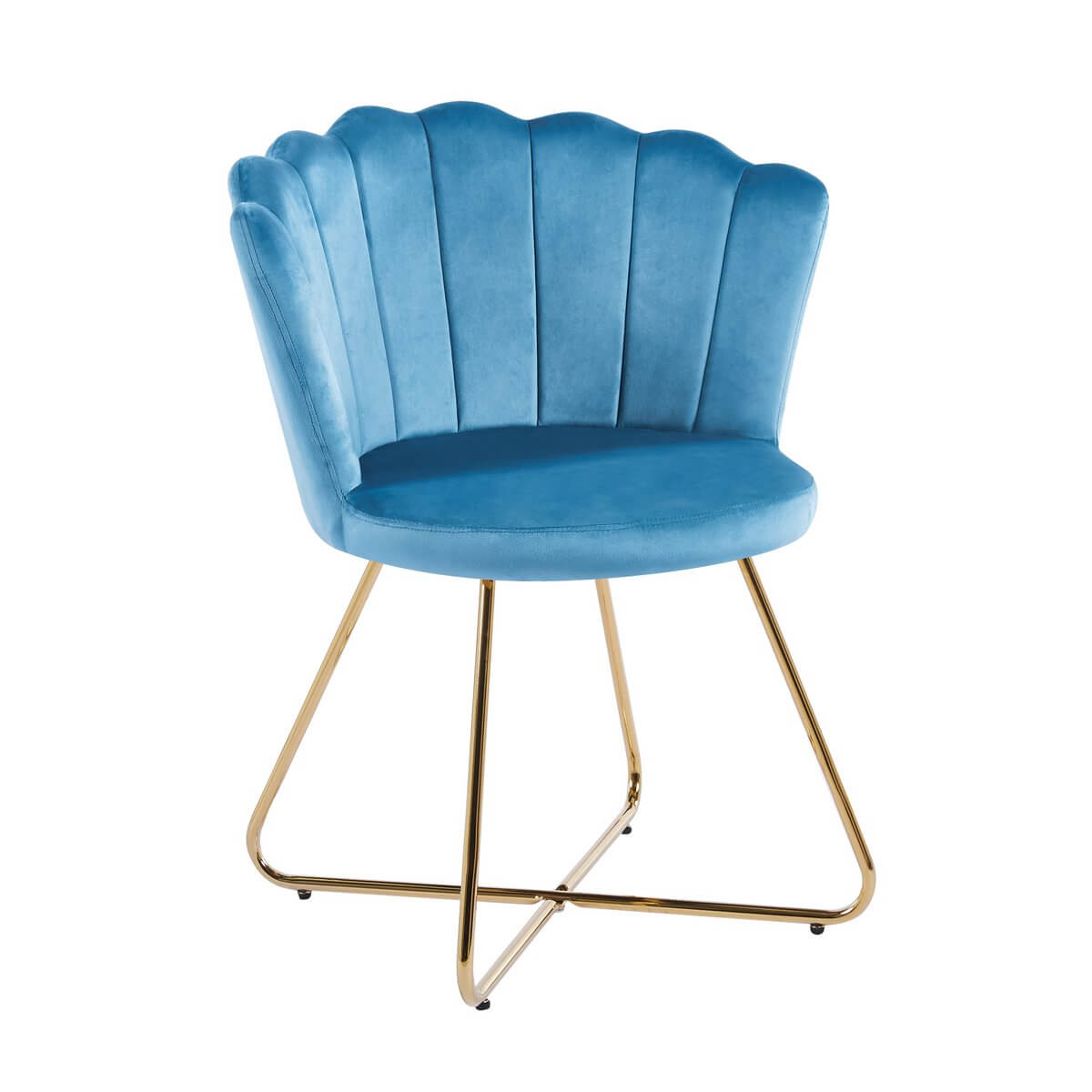 Set of 2 blue velvet shell chairs - SalesFever